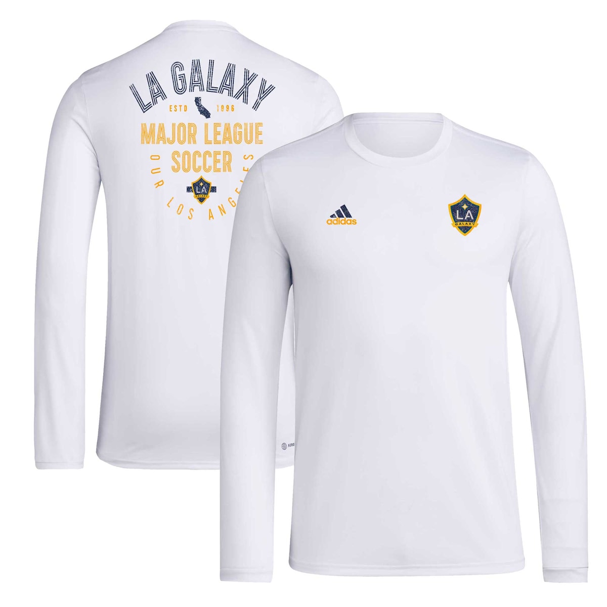 MLS LAギャラクシー 長袖 Tシャツ Adidas（アディダス） メンズ ホワイト (ADI S24 Men's Local Stoic LS Tee)