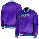 Throwback to the past with this comfortable Mitchell & Ness Wordmark full-snap jacket dedicated to the Utah Jazz. Featuring raglan sleeves and instantly recognizable Utah Jazz graphics and colors, this stunning piece of gear won't sit in your closet for long. As soon as cooler weather arrives, you'll be sporting this snazzy jacket.ImportedFull SnapBrand: Mitchell & NessMachine wash, tumble dry lowLong sleeveRib-knit collar, cuffs, and waistbandOne interior pocketMaterial: 100% Polyester - Body; 65% Polyester/35% Cotton - LiningTwo front pocketsOfficially licensedHeavyweight jacket suitable for cold temperaturesTackle twill graphicsRaglan sleeves