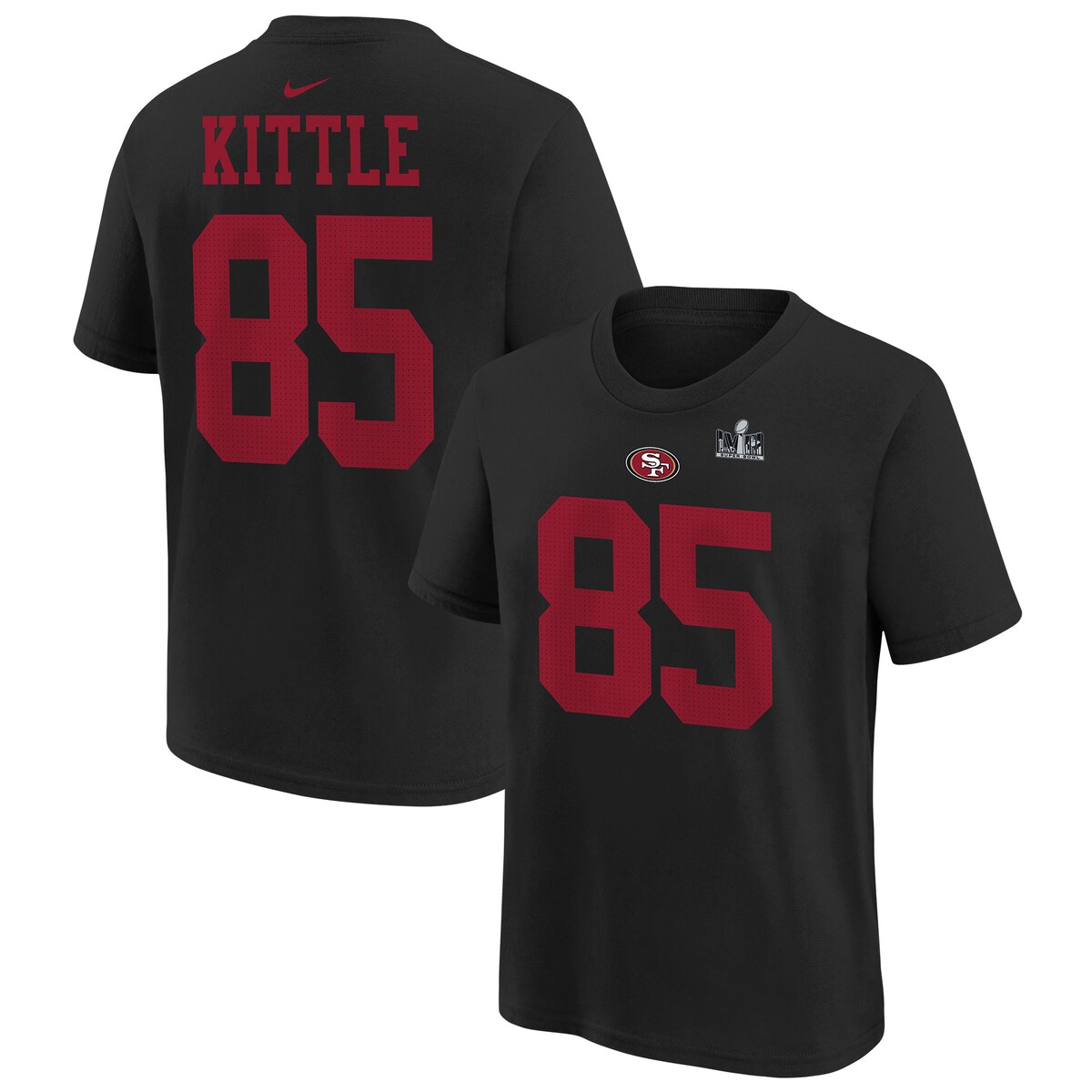 【公式グッズ】NFL 49ers ジョージ・キトル Tシャツ Nike ナイキ キッズ ブラック (Youth Nike SB58 Player N&N SST)