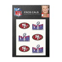 After an exhilarating 2023 NFL season, the San Francisco 49ers are on their way to the Super Bowl! Get ready for the biggest event of the year by grabbing this Super Bowl LVIII Six-Piece Face-Cals Set from WinCraft. It features commemorative graphics that will show off your unwavering San Francisco 49ers pride during the game of all games and beyond.Peel and stick to skinMaterial: 100% DermaflexNot for children under 3 yearsSheet measures approx. 4" x 7"Officially licensedWaterlessSkin safePrinted, die-cut graphicsRemovable and repositionableMade in the USASet of six face decalsBrand: WinCraft