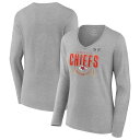 NFL チーフス 長袖 Tシャツ Fanatics（ファナティクス） レディース グレイ (24 Womens Super Bowl Bound Quick Pass Cotton LS V-Neck Tee)