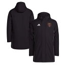 Give cold, rainy weather a red card in this Real Salt Lake Tiro 24 Hoodie winter parka. Its full-zip design by adidas features water-repellent fabric to keep you dry, quilted lining for extra warmth and raglan sleeves that provide ease of movement. The clean style of this Real Salt Lake parka makes transitioning from the stadium or sidelines to the streets effortless.Machine wash, tumble dry lowFleece lined hoodLocker loopHoodedOfficially licensedLong sleeveEmbroidered fabric appliqueFull ZipTwo side zippered pocketsImportedWater-repellent finishCuffs with hook and loop closureRaglan sleevesBrand: adidasSnap-button storm flapMaterial: 100% Recycled Polyester - Outer and Lining; 100% Thermoplastic Polyurethane - InnerQuilted liningHeavyweight jacket suitable for cold temperatures