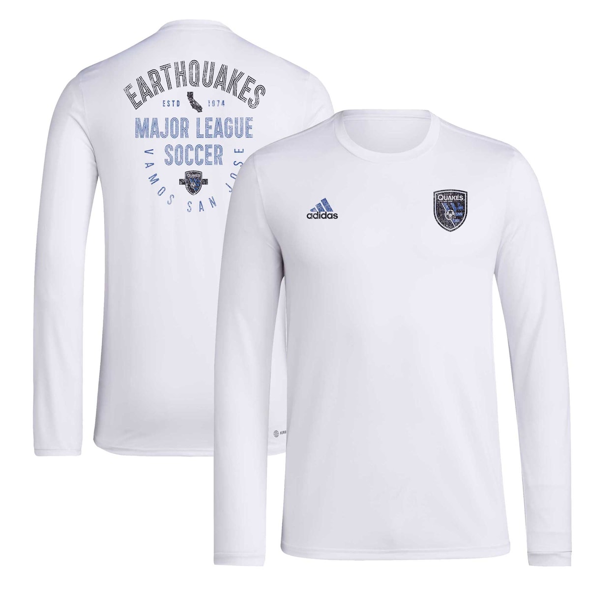 MLS アースクエイクス 長袖 Tシャツ Adidas（アディダス） メンズ ホワイト (ADI S24 Men's Local Stoic LS Tee)