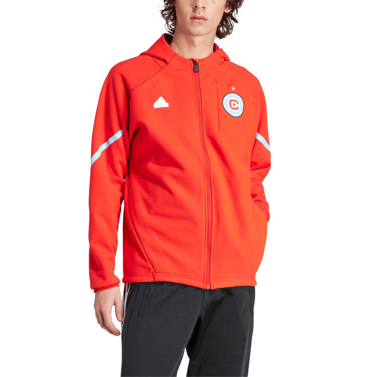 MLS シカゴ・ファイア ジャケット Adidas（アディダス） メンズ レッド (ADI 2024 Men's Player Anthem & Travel Jacket)