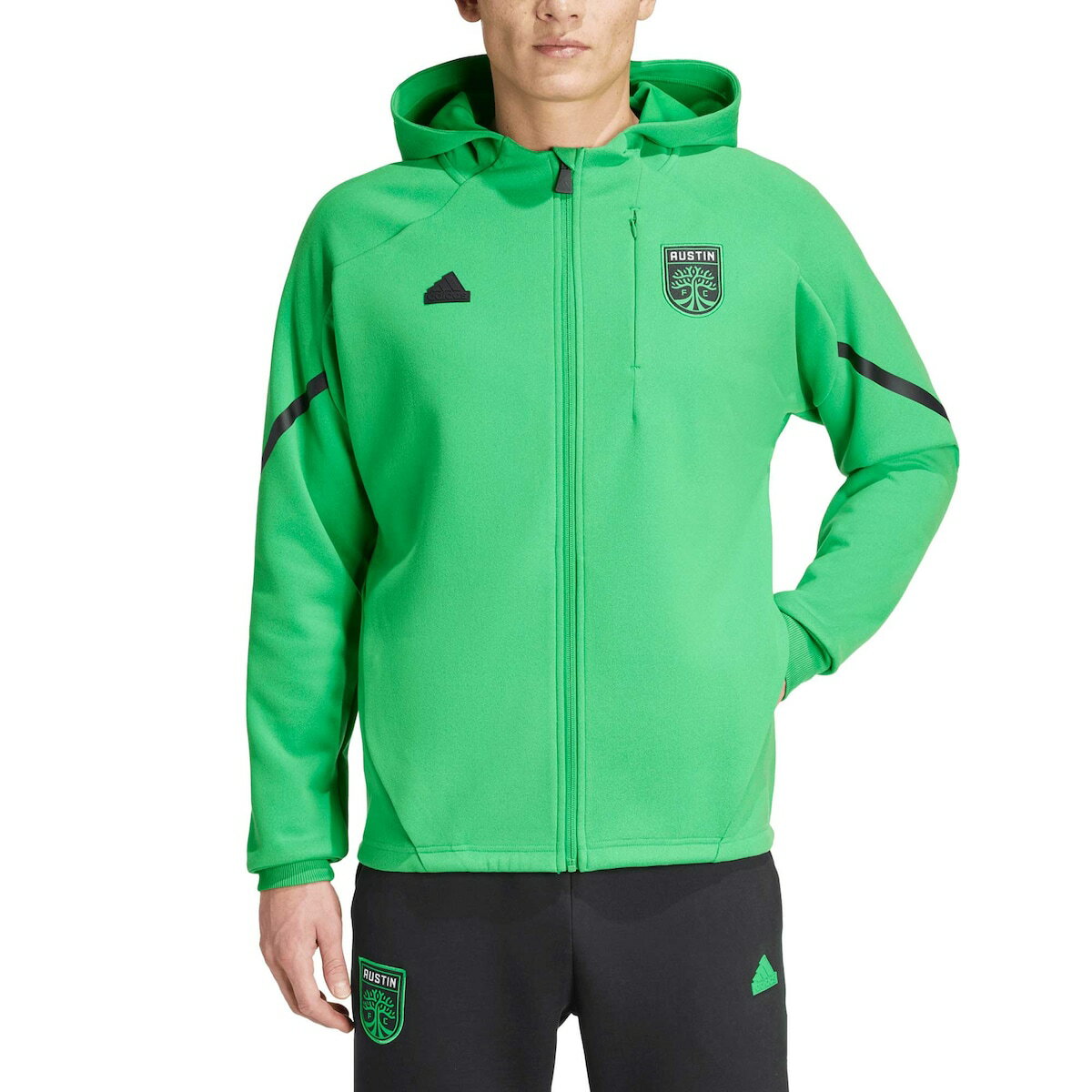 MLS オースティンFC ジャケット Adidas（アディダス） メンズ グリーン (ADI 2024 Men's Player Anthem & Travel Jacket)