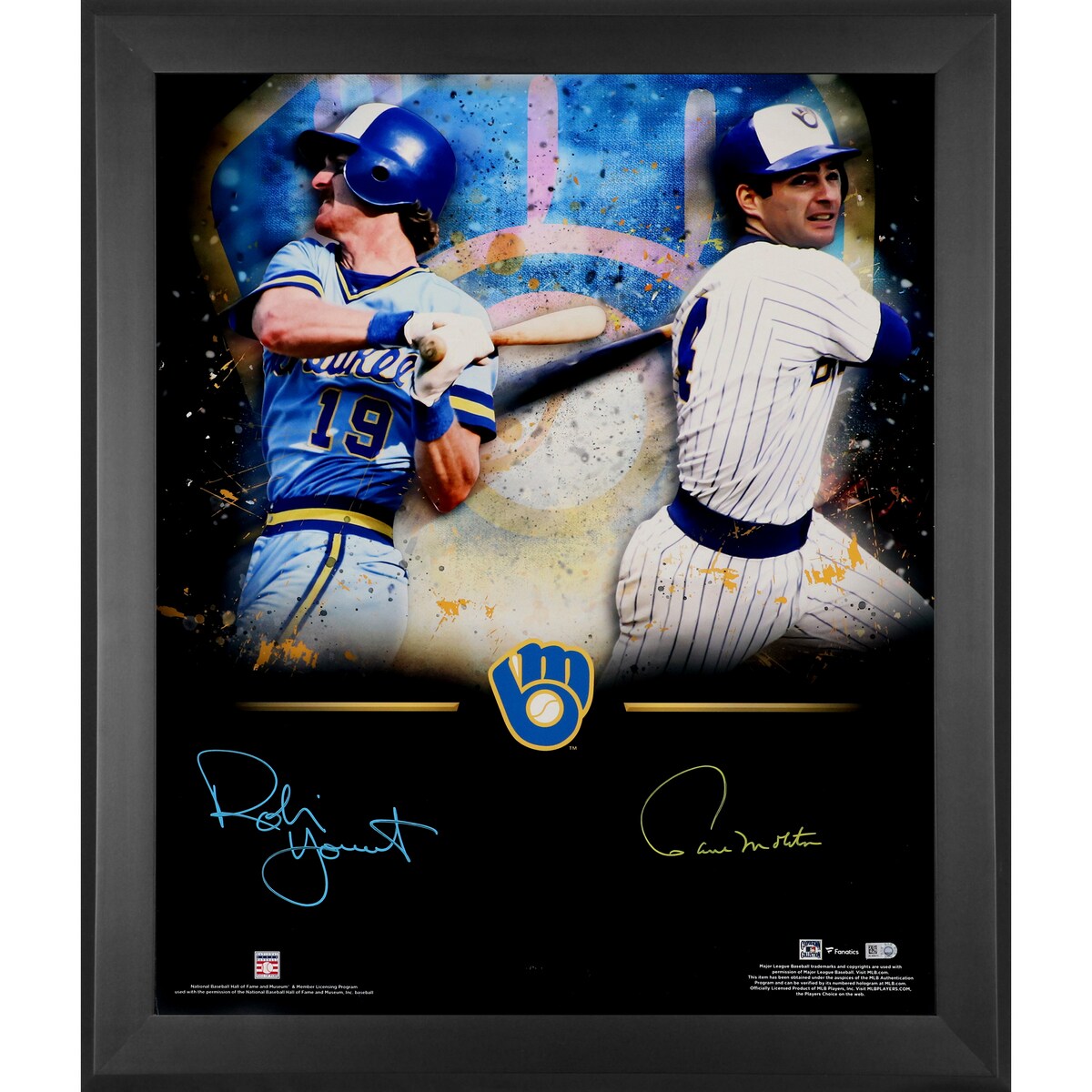 Take your collection of Milwaukee Brewers memorabilia to the next level with this autographed Paul Molitor and Robin Yount 20'' x 24'' In Focus Framed Photograph. Whether displayed in your home or office, it's the perfect way to highlight your passion for the Milwaukee Brewers for years to come.Obtained under the auspices of the Major League Baseball Authentication Program and can be verified by its numbered hologram at MLB.comHand-signed autograph by Paul Molitor and Robin YountPhotograph measures approx. 20'' x 24''Brand: Fanatics AuthenticOfficially licensedSignatures may varyIncludes an individually numbered, tamper-evident hologram