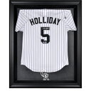 The Colorado Rockies black framed logo jersey display case opens on hinges and is easily wall-mounted. It comes with a 24" clear acrylic rod to display a collectible jersey. This case is constructed with a durable, high-strength injection mold backing, encased by a beautiful wood frame and features an engraved team logo on the front. Officially licensed by Major League Baseball. The inner dimensions of the case are 38" x 29 1/2"x 3" with the outer measurements of 42" x 34 1/2" x 3 1/2". Memorabilia sold separately.Officially licensedHas a LogoMade in the U.S.A.Easily wall mountedWood frameMemorabilia sold separatelyIncludes acrylic rod to hold jerseyOfficially licensed MLB productImportedBrand: Fanatics AuthenticCollectible jersey display caseHinges to open easilyEngraved team graphics