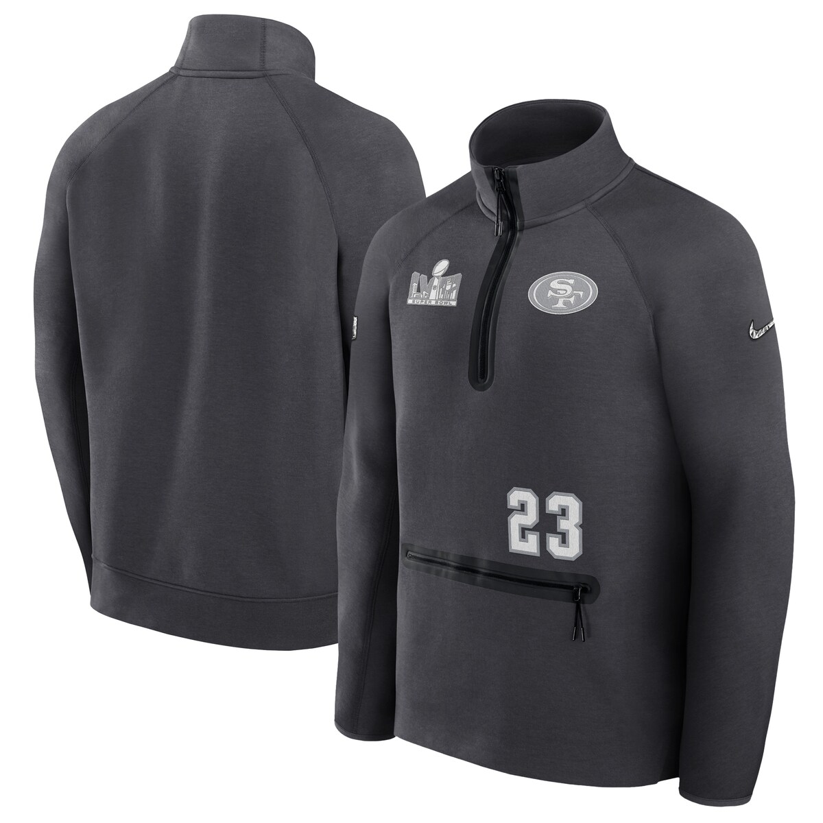 NFL 49ers クリスチャン・マキャフリー プルオーバー Nike ナイキ メンズ アンスラサイト (Men's SB58 Nike Opening Night Tech Fleece Player Half Zip)