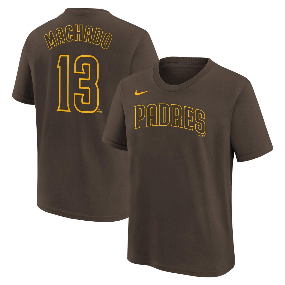 Manny Machado is consistently one of the most dominant players in the diamond. This Home Name and Number T-shirt from Nike is a strong tribute to your kiddo's favorite San Diego Padres player. Designed with a classic crew neckline, this player tee features bold graphics on the front and back so your youngster can proudly support their San Diego Padres.Machine wash, tumble dry lowImportedOfficially licensedBrand: NikeShort sleeveMaterial: 100% CottonScreen print graphicsCrew neck