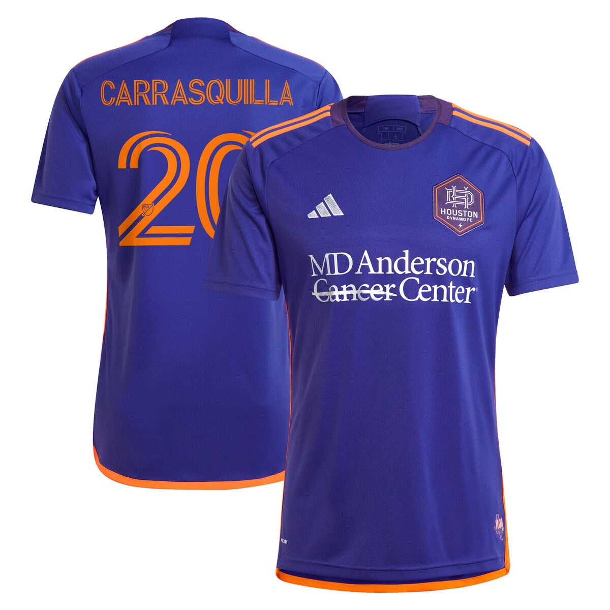 Hold it down for H-Town every time you wear this Houston Dynamo FC Adalberto Carrasquilla 2024 Still Holdin' Replica Player Jersey from adidas. This Houston Dynamo FC jersey features AEROREADY technology to keep you light on your feet on and off the pitch. The vibrant colors represent the Space City and those who call it home.Short sleeveReplicaMachine wash, line dryJersey Color Style: SecondaryVentilated mesh panel insertsSewn on embroidered team crest on left chestBrand: adidasEmbroidered adidas logo on right chestImportedHeat-sealed sponsor logo on chestMaterial: 100% PolyesterTagless collar for added comfortAEROREADY technology absorbs moisture and makes you feel dryBackneck taping - no irritating stitch on the backOfficially licensed