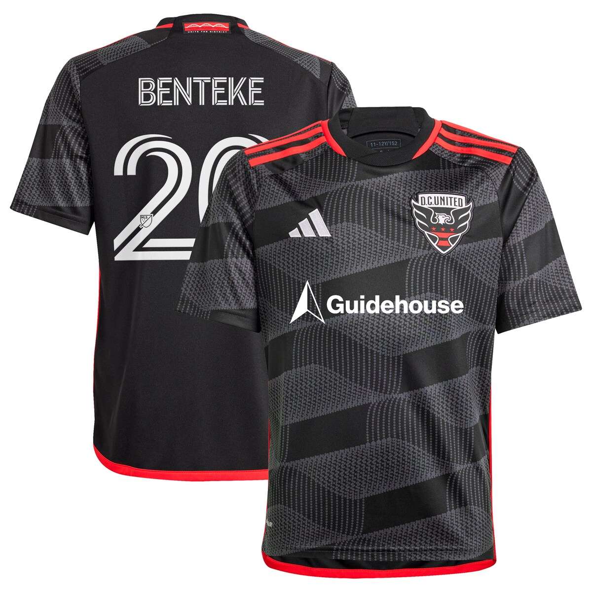 【公式グッズ】MLS D.C.ユナイテッド ベンテケ レプリカ ユニフォーム Adidas（アディダス） ユース ブラック (ADI 2024/25 Youth Replica Jersey - Player)