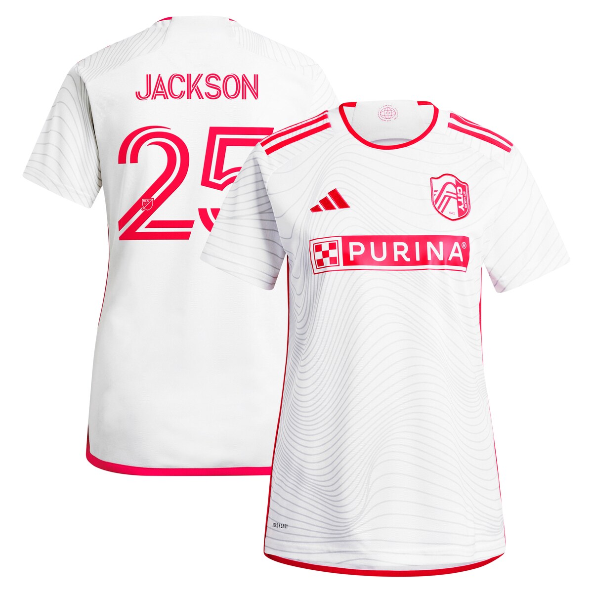 MLS セントルイス・シティSC アジエル・ジャクソン レプリカ ユニフォーム Adidas（アディダス） レディース ホワイト (ADI 2024/25 Women's Replica Jersey - Player)