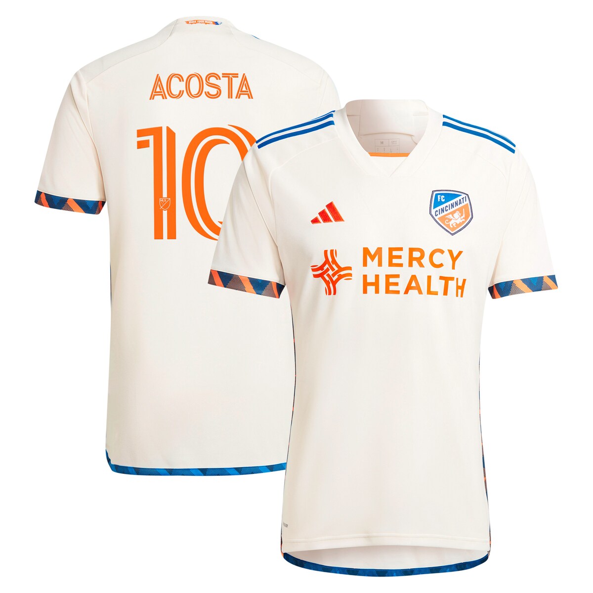 MLS FCシンシナティ アコスタ レプリカ ユニフォーム Adidas（アディダス） メンズ ホワイト (ADI 2024/25 Men's Replica Jersey - Player)