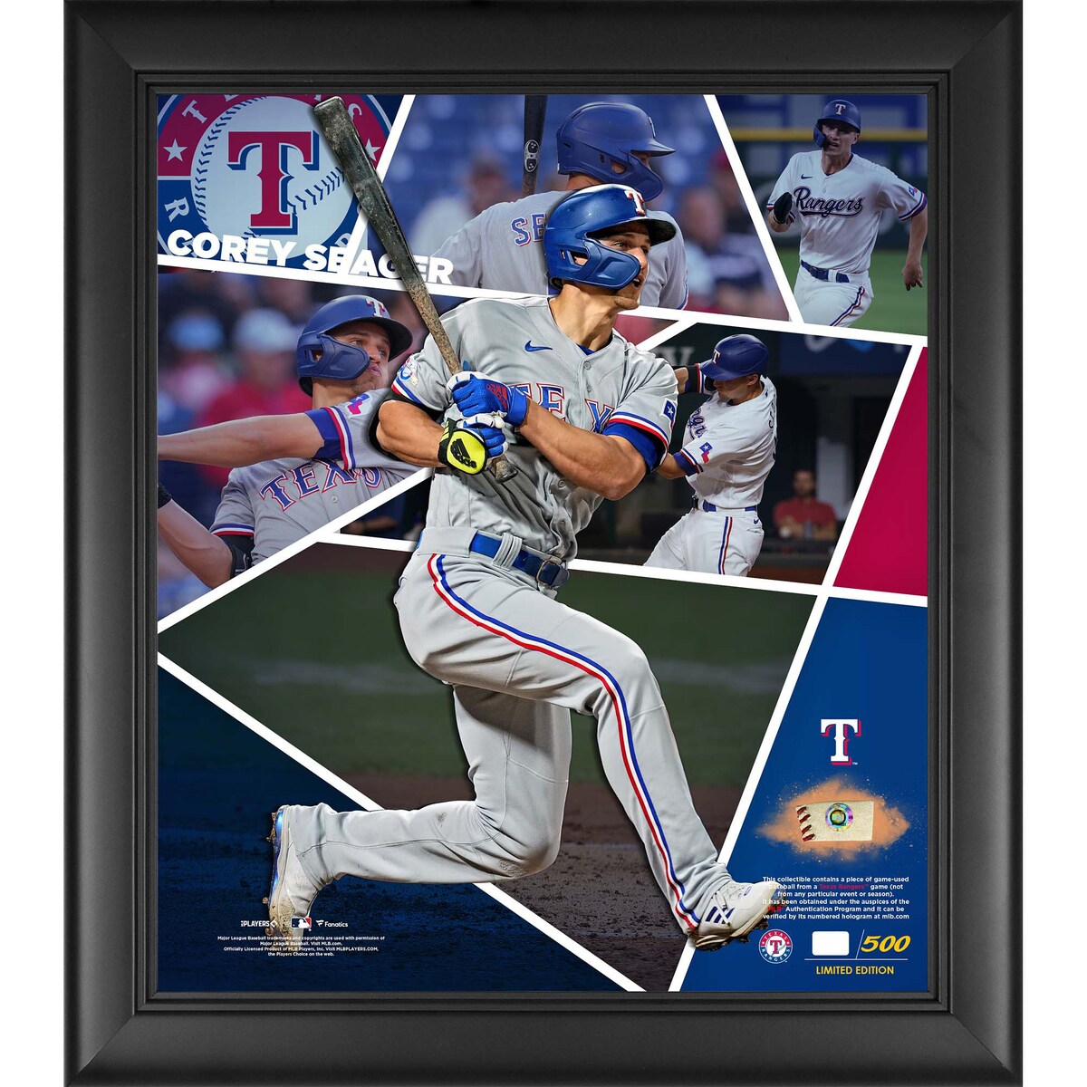 MLB レンジャーズ コーリー・シーガー 試合着用グッズ（フレーム入り） Fanatics（ファナティクス） (UNS PF39BB GU FRAMING 7132022)