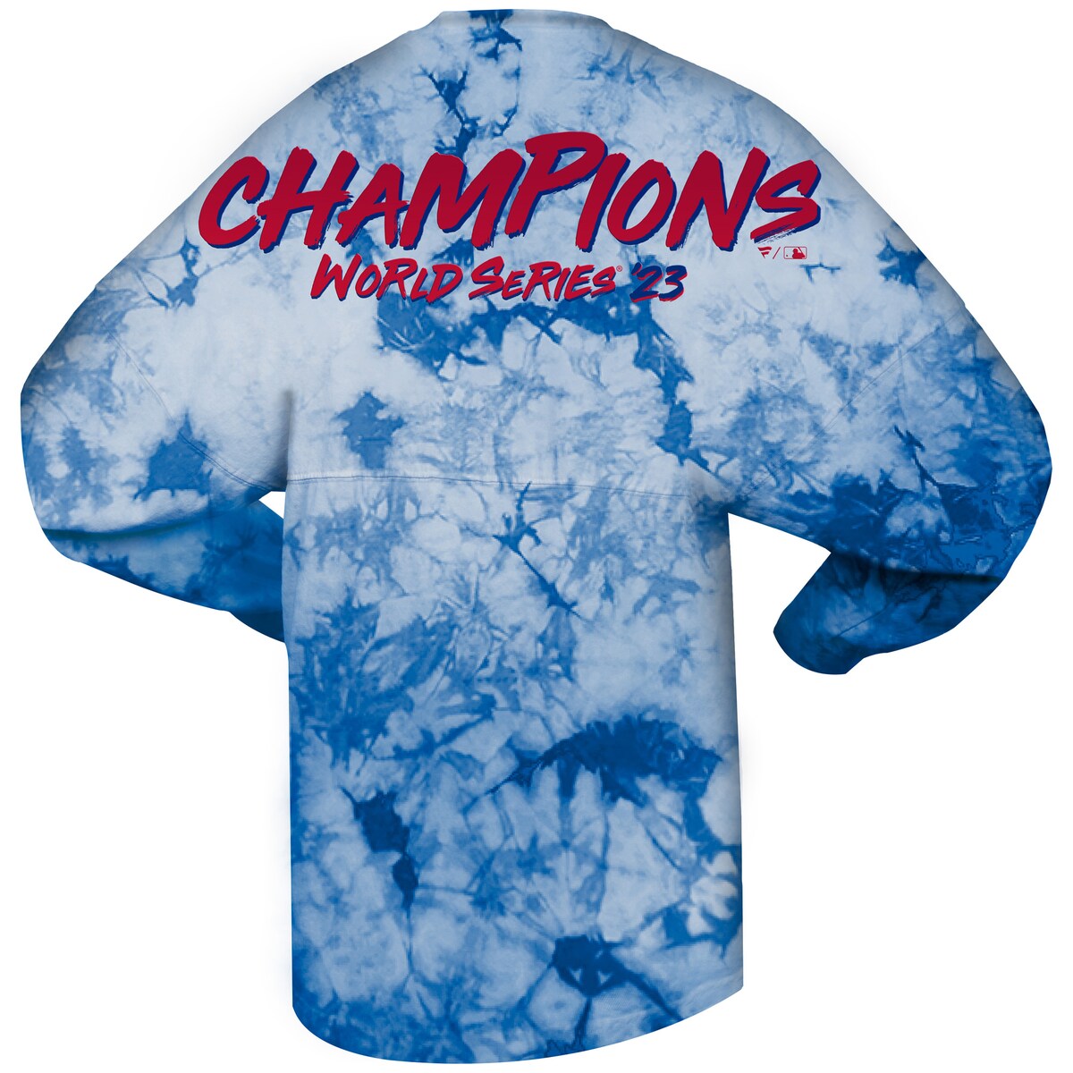 【公式グッズ】MLB レンジャーズ 長袖 Tシャツ Fanatics/ファナティクス レディース ロイヤル (WS CHAMPS 2023 CRYSTAL DYE CREW NECK)