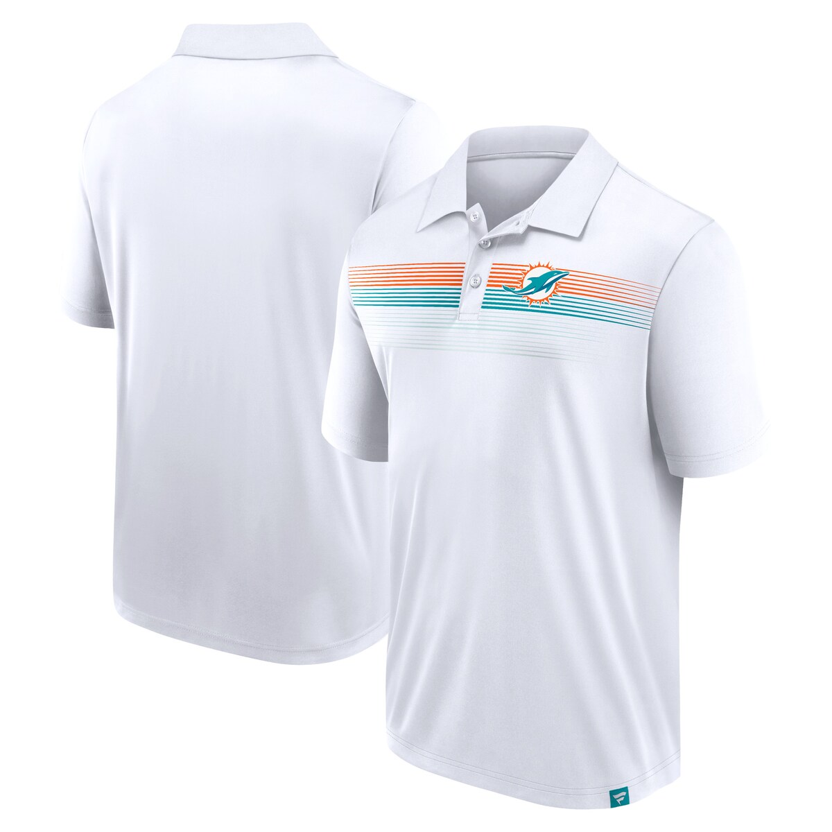 Sport a classic yet stylish look with this Victory For Us polo from Fanatics Branded. Stripes add an eye-catching detail to the understated Miami Dolphins logo graphics. An interlock design promotes a smooth feel and resists creases for a crisp look.ImportedOfficially licensedBrand: Fanatics BrandedMachine wash, tumble dry lowShort sleeveMaterial: 100% PolyesterSublimated patternScreen print graphicsThree-button placketInterlock design supplies stretch, a smooth feel and resists creases