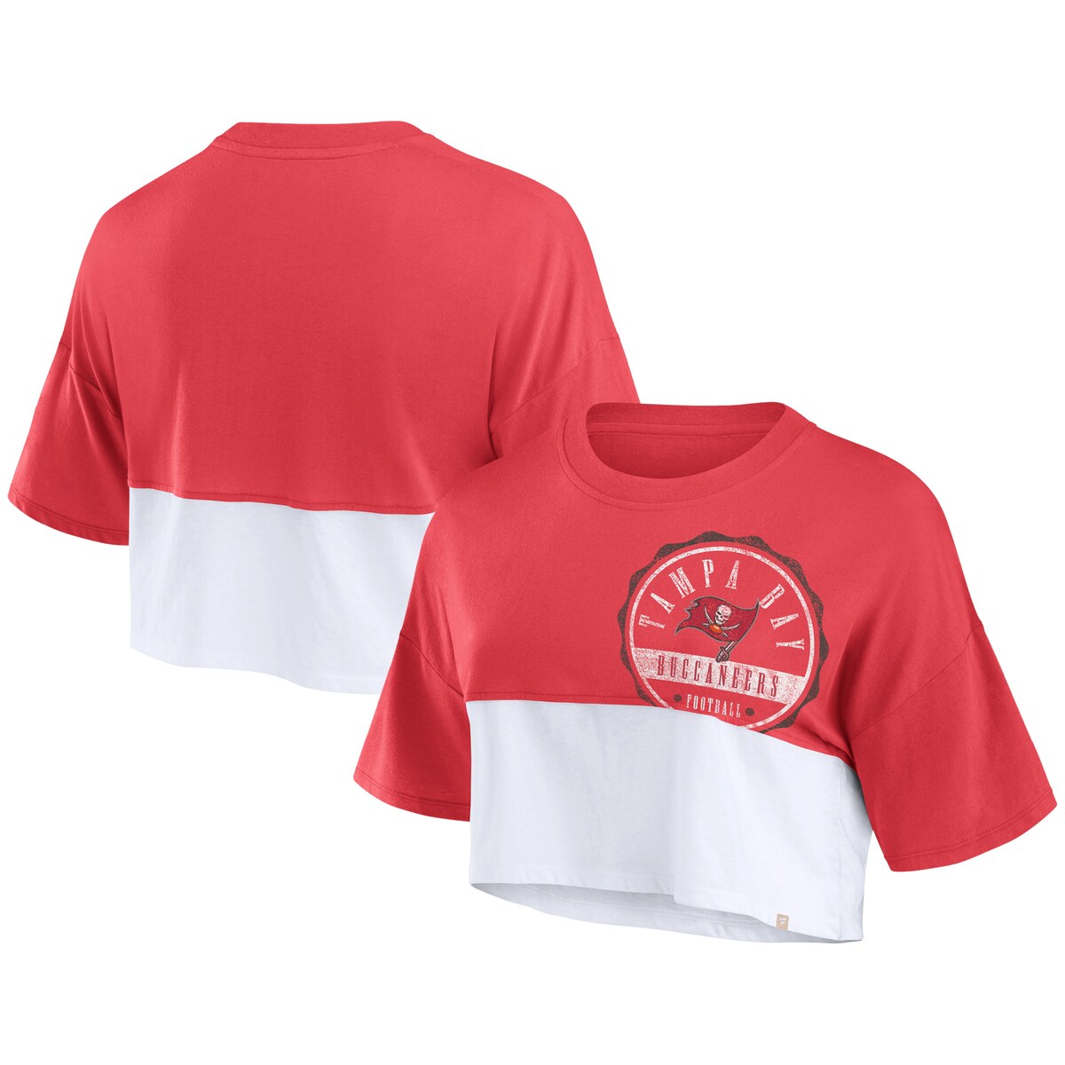 NFL バッカニアーズ Tシャツ Fanatics(ファナティクス) レディース レッド (24 Women's Boxy Color Split Cropped Tee)