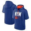 Maintain an ideal temperature in this New York Mets Tri Code Lockup hoodie. This short-sleeve design by Nike features a mesh-lined hood for breathable coverage and the added softness of French terry fabric. Front pockets keep hands warm and small items easily accessible in this New York Mets pullover.Machine wash, tumble dry lowPulloverOfficially licensedScreen print graphicsMaterial: 100% PolyesterShort sleeveMidweight hoodie suitable for moderate temperaturesImportedHoodedMesh-lined hoodTwo front pocketsBrand: NikeRounded hem with side splitsFrench terry fabric