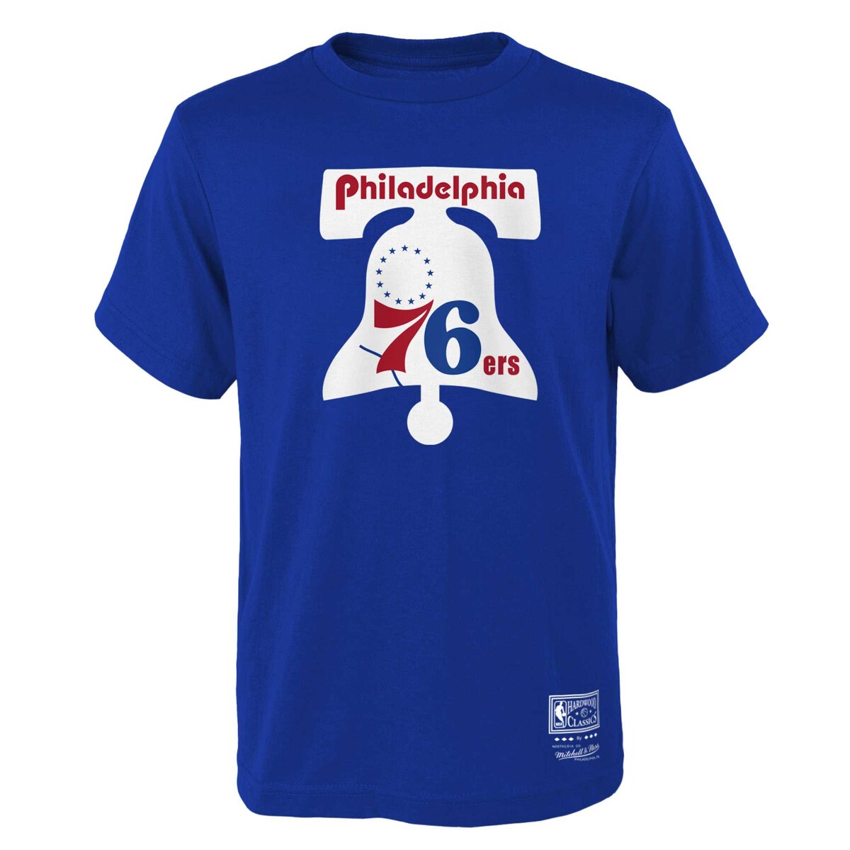 Help your young Philadelphia 76ers fan showcase their newfound enthusiasm for the squad with this Hardwood Classics Retro Logo T-shirt from Mitchell & Ness. It features a spirited Philadelphia 76ers graphic printed across the torso for a healthy dose of throwback flair. The slightly dropped shoulders ensure this tee rests comfortably with each wear. Pair this tee with their go-to cap or accessory and your kiddo will be all geared up to cheer for their favorites.Short sleeveImportedOfficially licensedMachine wash, tumble dry lowScreen print graphicsMaterial: 100% CottonBrand: Mitchell & NessSlighty dropped shouldersCrew neck