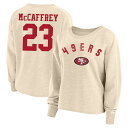 Show that Christian McCaffrey is your favorite San Francisco 49ers player by grabbing this Fanatics Branded Name & Number Crew sweatshirt. It features distressed San Francisco 49ers graphics on the front and an emulation of Christian McCaffrey's jersey on the back. Slightly dropped shoulders complete the stylish design, making this pullover an essential piece of San Francisco 49ers fan gear.Officially licensedLong sleeveBrand: Fanatics BrandedCrew neckMachine wash, tumble dry lowImportedPulloverDistressed screen print graphicsMaterial: 60% Cotton/40% PolyesterDropped shouldersLightweight sweatshirt suitable for mild temperatures