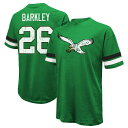 Comfortably root for Saquon Barkley to make a big play in the roomy design of this Philadelphia Eagles Name & Number Oversized T-Shirt from Majestic Threads. The dropped shoulders and longer hem create a baggy, relaxed feel for more comfy wearing. Stripes on the elbow-length sleeves emphasize the Philadelphia Eagles graphics and Saquon Barkley details printed in a vintage design on traditional cotton fabric.Made in the USAShort sleeveMachine wash, tumble dry lowOfficially licensedCrew neckSleeve stripesMaterial: 100% CottonBrand: Majestic ThreadsSlightly longer length through the bodyDistressed screen print graphicsDropped shoulders