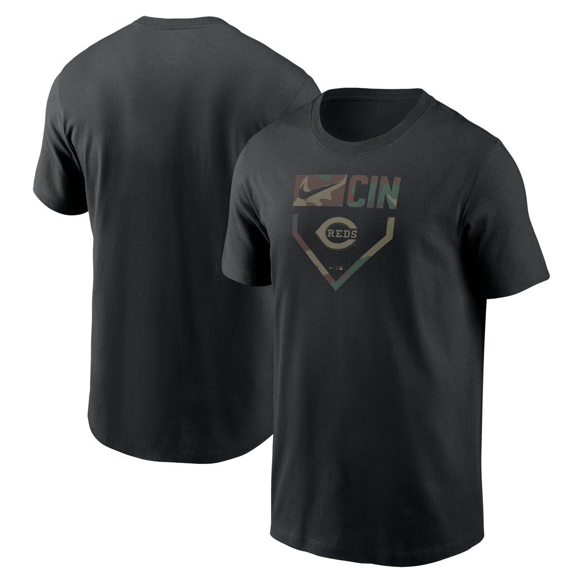 【公式グッズ】MLB レッズ Tシャツ Nike ナイキ メンズ ブラック (Men's NIKE Camo Short Sleeve Tee)