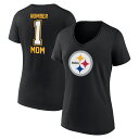 Women's Fanatics Branded Black Pittsburgh Steelers Mother's Day V-Neck T-Shirt