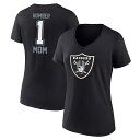 Women's Fanatics Branded Black Las Vegas Raiders Plus Size Mother's Day #1 Mom V-Neck T-Shirt