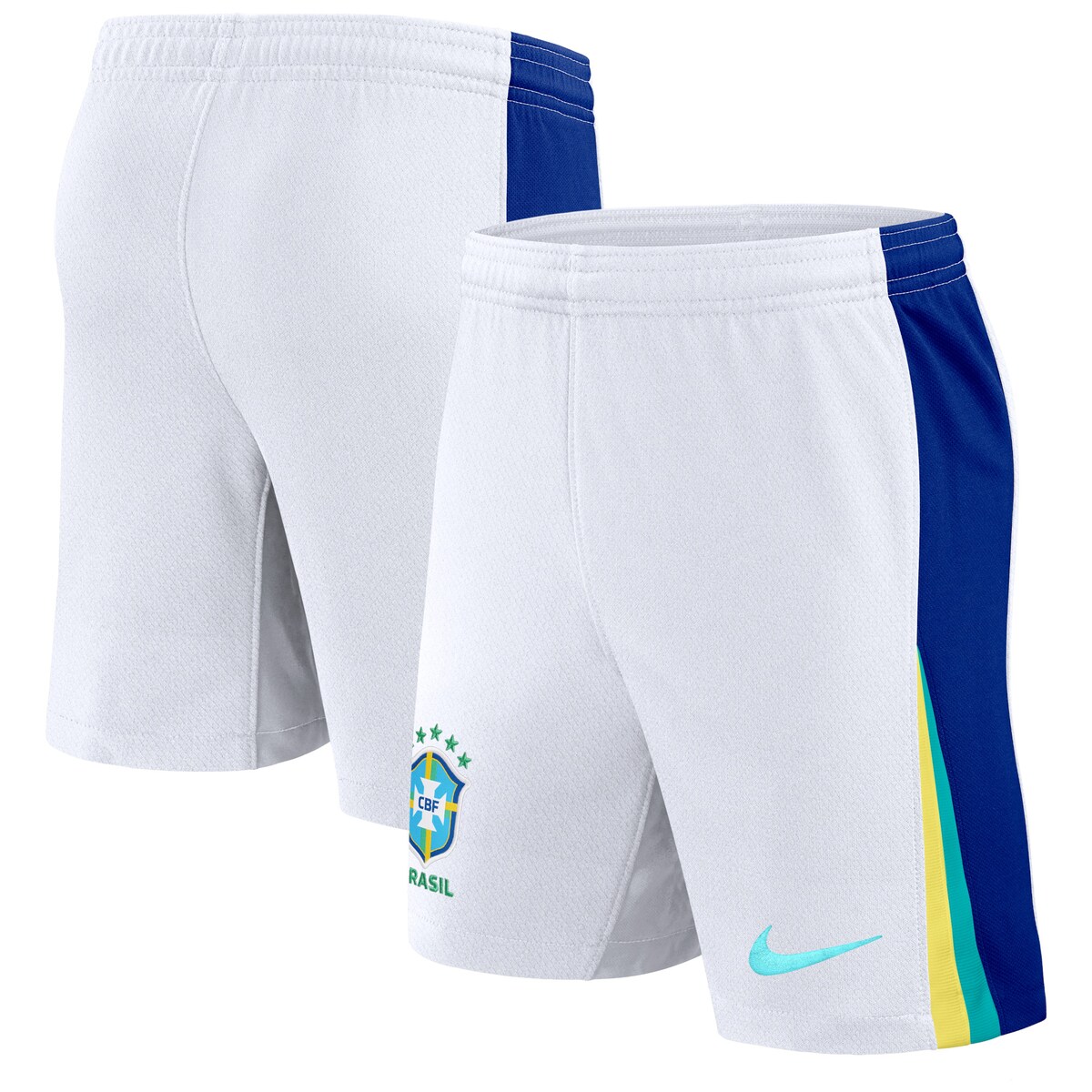 Unleash your Brazil National Team devotion on match day with these 2024 Away Stadium Shorts from Nike. The elastic waistband guarantees a comfortable fit each time. The Dri-FIT technology wicks away sweat and keeps you dry whether you're relaxing at home, going for a run or honing your skills on the pitch.Elastic waistbandOfficially licensedContrast-color side seam insetsDri-FIT technology wicks away moistureImportedBrand: NikeInseam on size M measures approx. 8"Slim fitEmbroidered graphicsMachine wash, tumble dry lowMaterial: 100% PolyesterMove To Zero is Nike's journey toward zero carbon and zero waste to help protect the future of sport. Apparel labeled sustainable materials is made with at least 55% recycled content.Embroidered fabric applique