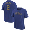 The Texas Rangers earned the right to call themselves World Series champions. Help your youngster kick off a new season of Rangers baseball and celebrate the 2023 champs with this Marcus Semien 2024 Gold Collection Name & Number T-Shirt. This cotton Nike shirt is made with will keep them feeling as great as they were last October.ImportedBrand: NikeScreen print graphicsOfficially licensedCrew neckMachine wash, tumble dry lowMaterial: 100% CottonShort sleeve