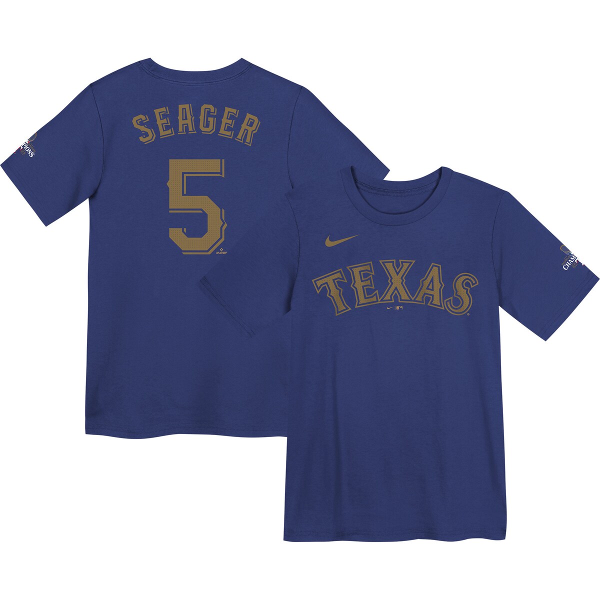 MLB レンジャーズ コーリー・シーガー ネーム&ナンバー Tシャツ Nike ナイキ トドラー ブルー (OST 2024 MLB Gold Toddler NN Tees)