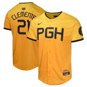 The confluence of three rivers and steel built Pittsburgh into the city it is today. This Pittsburgh Pirates Roberto Clemente City Connect Limited Player Jersey from Nike honors those tenants of the city. The "Y" design on the jersey represents the meeting of the Allegheny, Monongahela and Ohio River while the star is an homage to Pittsburgh's rich history in the steel industry. The arched wordmark highlights the bridges that connect the city of Pittsburgh. All those details come together to create the perfect jersey for your young fan who bleed black and gold.Machine wash, tumble dry lowJersey Color Style: City ConnectShort sleeveOfficially licensedMove To Zero is Nike's journey toward zero carbon and zero waste to help protect the future of sport. Apparel labeled sustainable materials is made with at least 55% recycled content.Nike LimitedMaterial: 100% Recycled Polyester Double-Knit MeshEmbroidered Swoosh logoHeat-applied woven MLB Batterman and jock tagBrand: NikeStandard fitRecycled trims and twill details help provide a more authentic look and feelFull-button frontRounded hemSublimated sleeve patchesImportedNike Limited jersey is inspired by the on-field uniform of your favorite teamNike Dri-FIT ADV technology combines moisture-wicking fabric with advanced engineering and features to help you stay dry and comfortable.Heat-sealed twill front logo or wordmark with zigzag stitchingVapor Premier chassis is made with breathable, high-performance fabric that improves mobility and moisture management