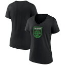 MLS オースティンFC Vネック Tシャツ Fanatics（ファナティクス） レディース ブラック (NUT S24 Women's Primary Logo Cotton Tee)