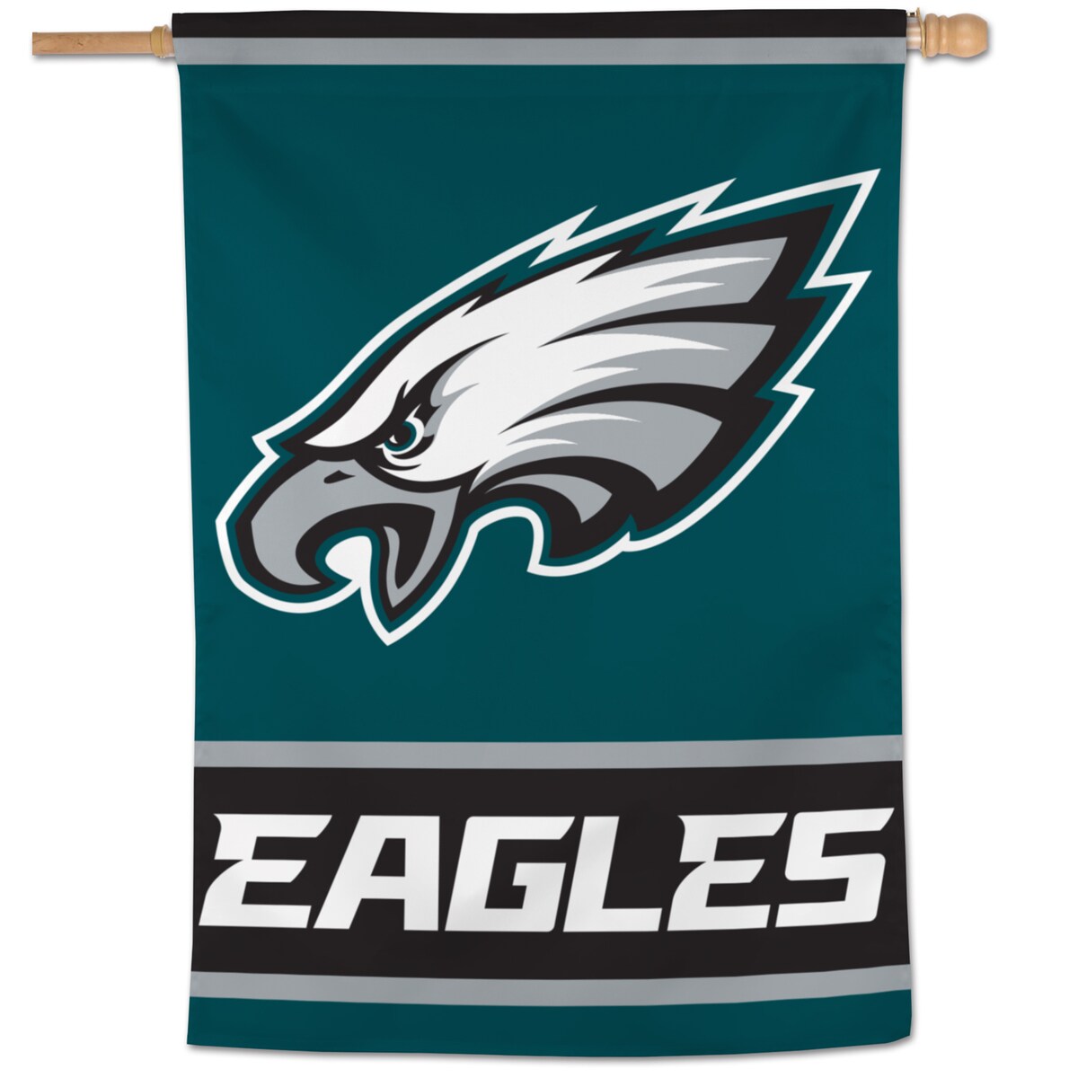 Proudly show off your hardcore fandom when you hang up this Philadelphia Eagles single-sided vertical banner from WinCraft. The vibrant team graphics let everyone know they're walking into Philadelphia Eagles territory.Brand: WinCraftMaterial: 100% PolyesterSingle-sided designFor indoor or outdoor usePole sleeve at top (pole not included)Sublimated graphicsOfficially licensedMade in the USA