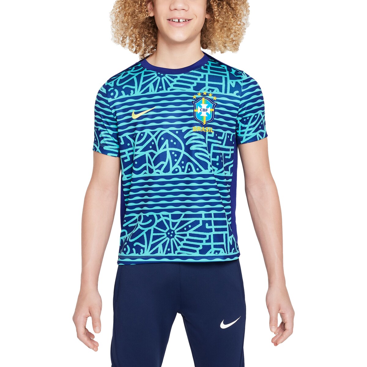 NATIONAL TEAM ブラジル代表 プレマッチ トップ Nike ナイキ キッズ ブルー (NIK SU24 Youth Academy Pro Pre-Match Top)