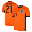 【公式グッズ】NATIONAL TEAM オランダ代表 デ・ヨング ホーム ユニフォーム (レプリカ) Nike ナイキ メンズ オレンジ (NIK 2024/...