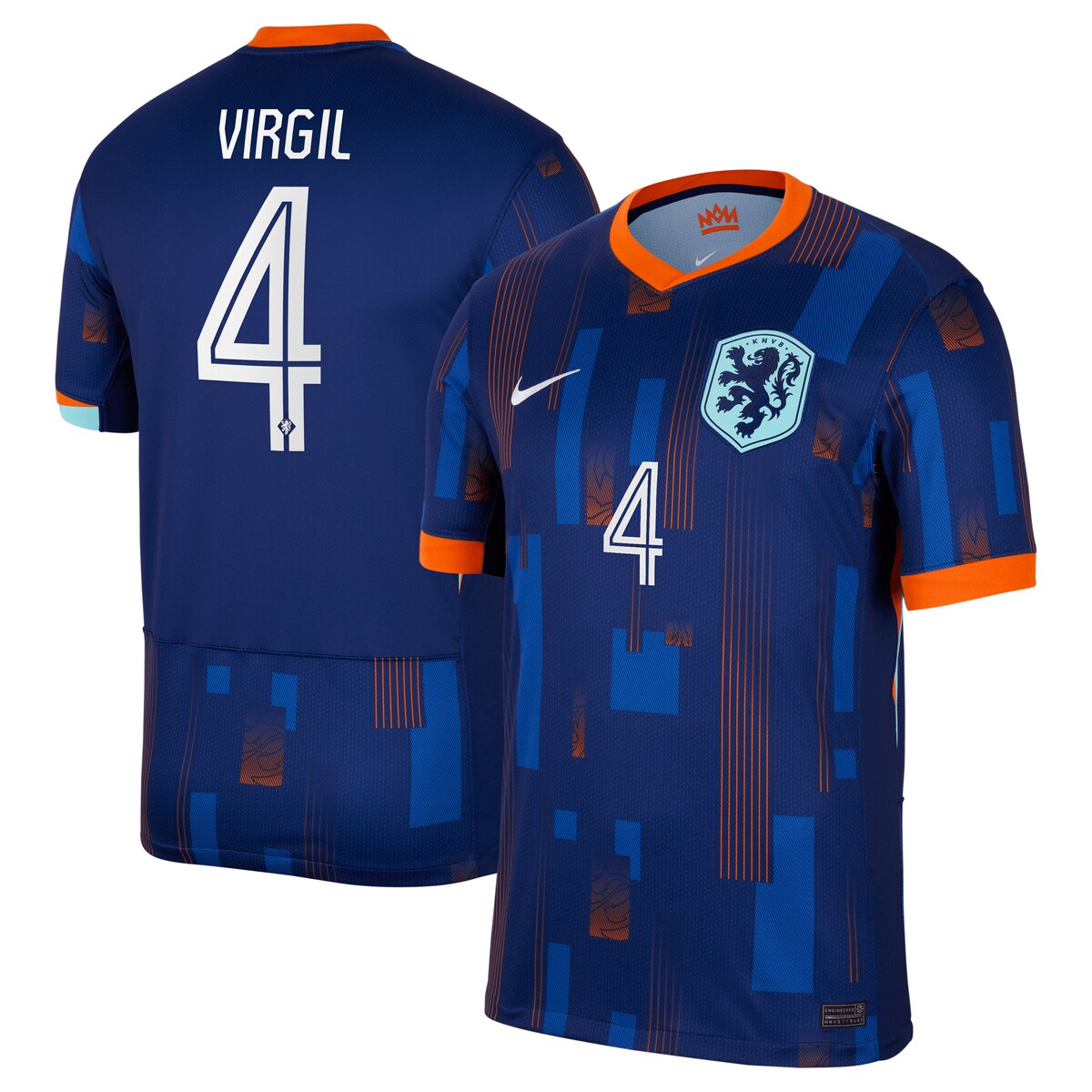 Men's Nike Virgil van Dijk Blue Netherlands National Team 2024 Away Replica Jersey