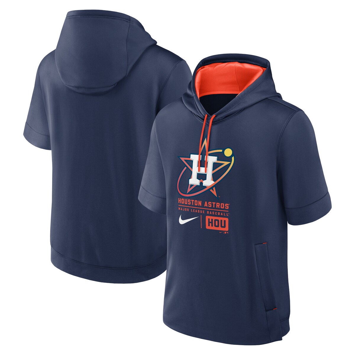 【公式グッズ】MLB アストロズ 半袖 プルオーバー パーカー Nike ナイキ メンズ ネイビー (Men's Nike City Connect Colorblocked Short Sleeve Hoodie CC24)