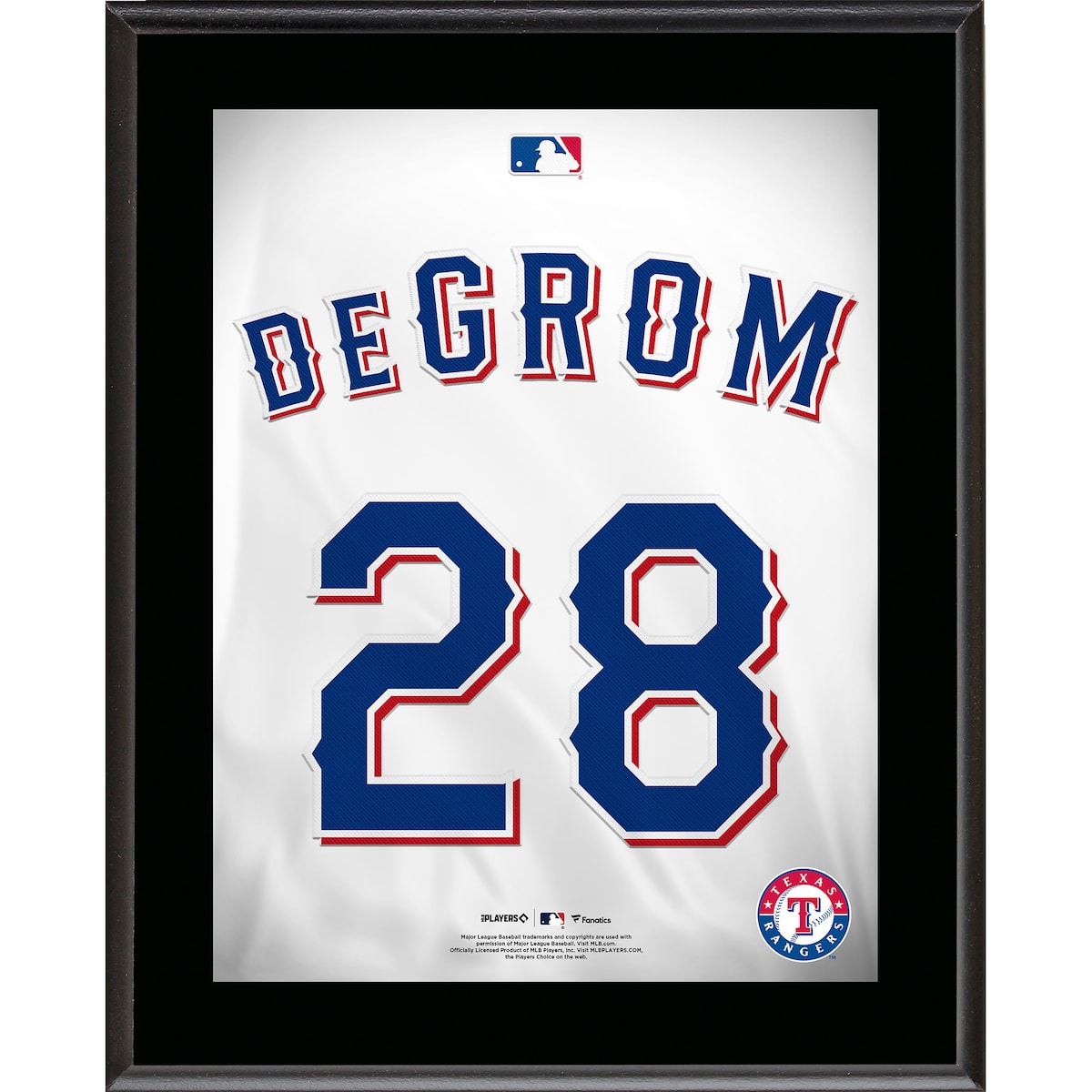 Jacob deGrom Texas Rangers 10.5" x 13" Jersey Number Sublimated Player Plaque