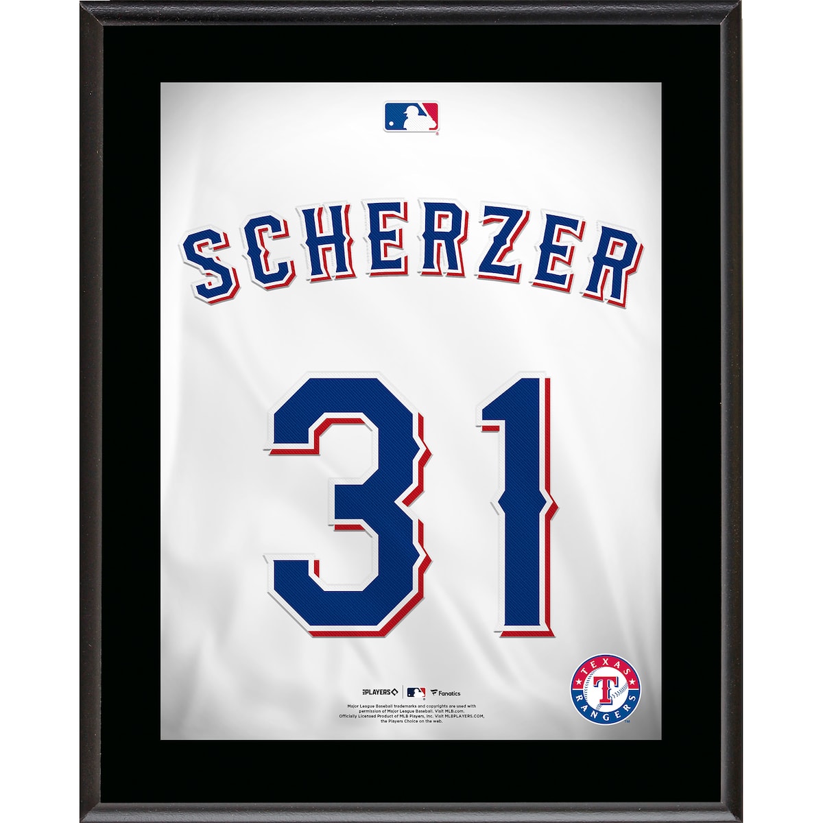 Max Scherzer Texas Rangers 10.5" x 13" Jersey Number Sublimated Player Plaque