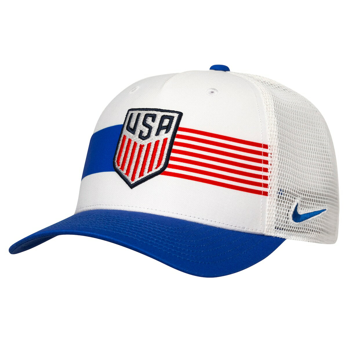 Men's Nike White/Royal USMNT Trucker Stretch-Snap Adjustable Hat