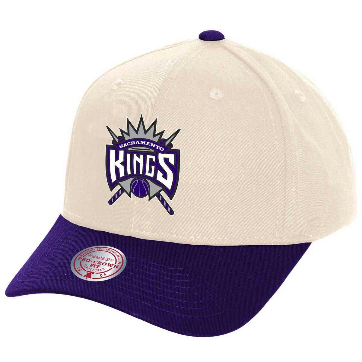 Men's Mitchell &Ness Cream Sacramento Kings Game On Two-Tone Pro Crown Adjustable Hat