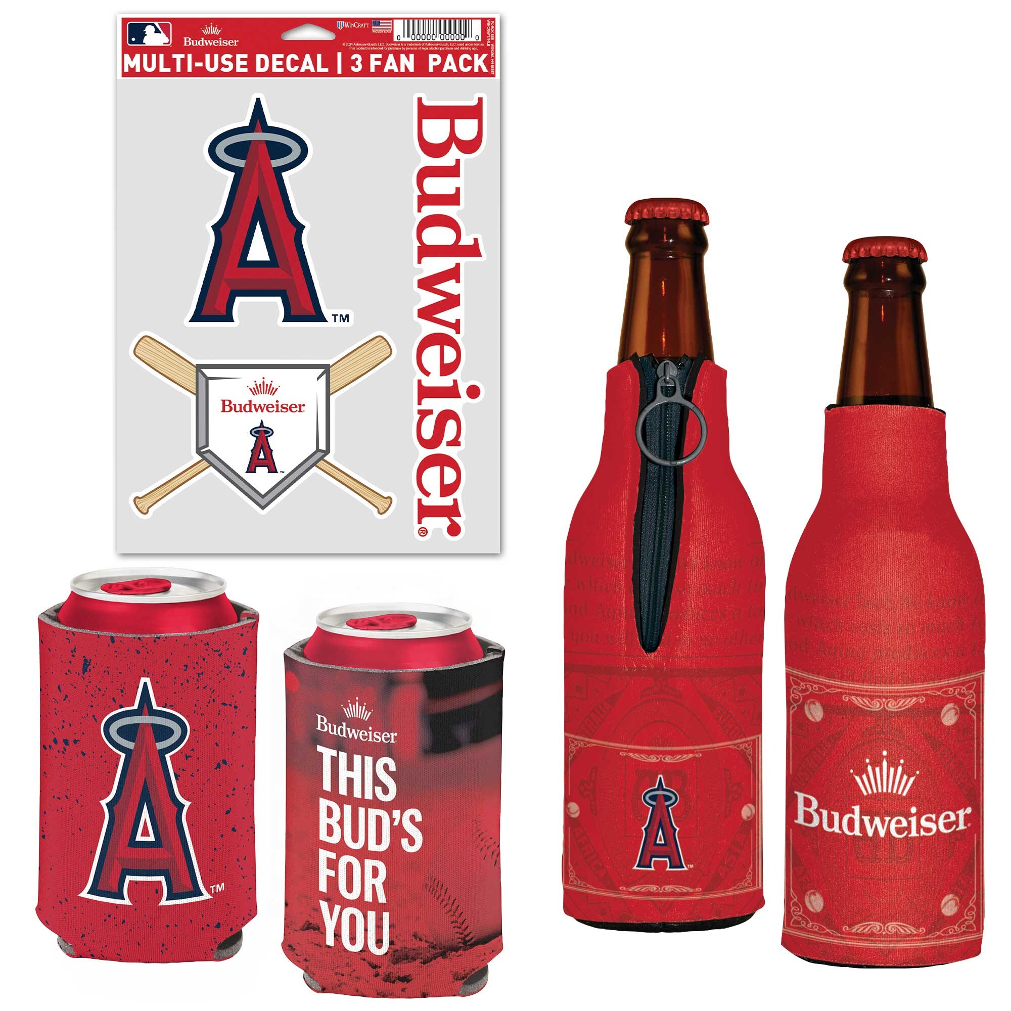 【公式グッズ】MLB エンゼルス 缶クーラー ウィンクラフト (Can Cooler, Bottle Cooler, Decal Pack - MLB x Budweiser)