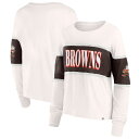 【公式グッズ】NFL ブラウンズ 長袖 Tシャツ Fanatics/ファナティクス レディース クリーム (24 Women's Antique Block Biblend Long Sleeve Fashion Tee)