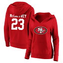 エントリーでポイント 5倍【公式グッズ】NFL 49ers クリスチャン・マキャフリー ネーム&ナンバー プルオーバー パーカー (ビッグサイズ) Fanatics(ファナティクス) レディース スカーレット (23 Women's Plus Player N&N Pullover Hood)(4)