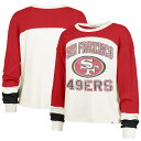 【公式グッズ】NFL 49ers 長袖 Tシャツ(プラスサイズ) '47 /フォーティーセブン レディース クリーム (DOUBLE HEADER CURVE 47 TONI LS PLUS TEE)