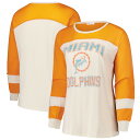 【公式グッズ】NFL ドルフィンズ 長袖 Tシャツ(プラスサイズ) '47 /フォーティーセブン レディース クリーム (DOUBLE HEADER CURVE 47 TONI LS PLUS TEE)