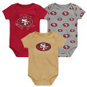 【公式グッズ】NFL 49ers ロンパースセット Outerstuff ベビー スカーレット (24 Newborn Team Starter 3 Pack ...