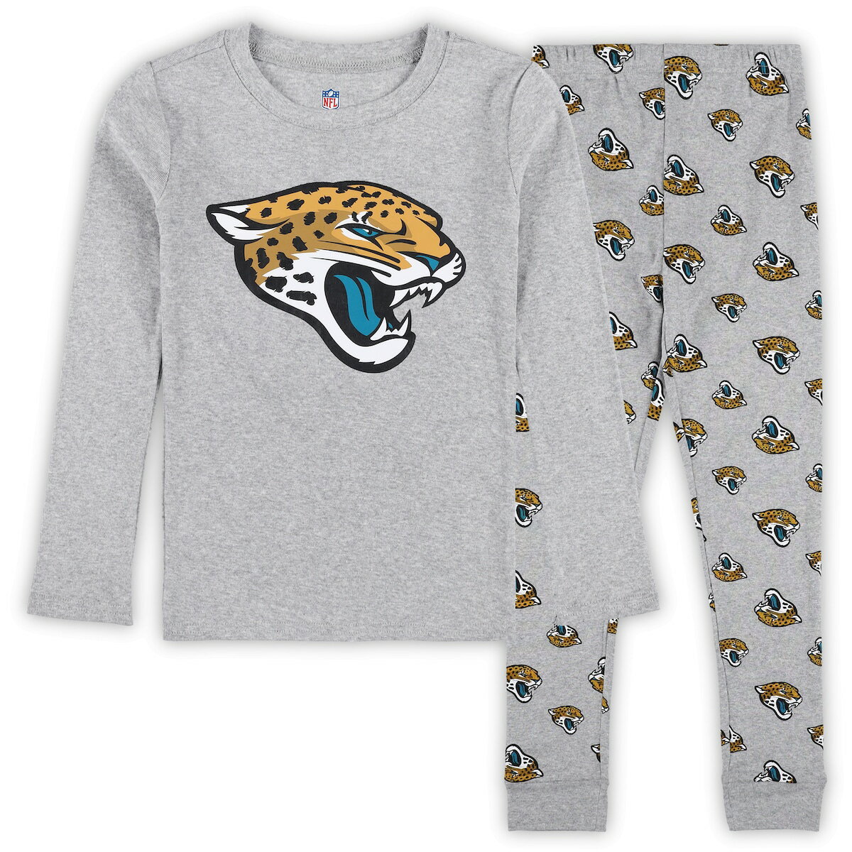【公式グッズ】NFL ジャガーズ パジャマ Outerstuff（アウタースタッフ） トドラー ヘザーグレイ (24 Juvenile Ls Tee & Pant Sleep Set)