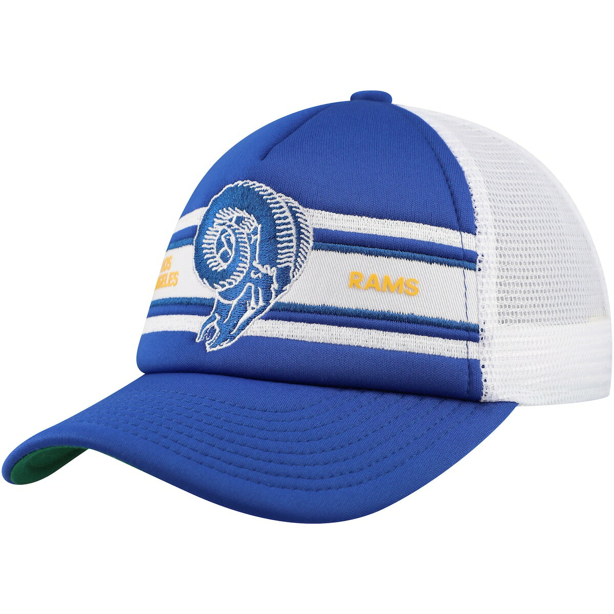 エントリーでポイント 5倍【公式グッズ】NFL ラムズ アジャスタブルキャップ Mitchell & Ness(ミッチェル&ネス) キッズ ロイヤル (NFL Youth Stripe Front Precurved Trucker Adjustable)